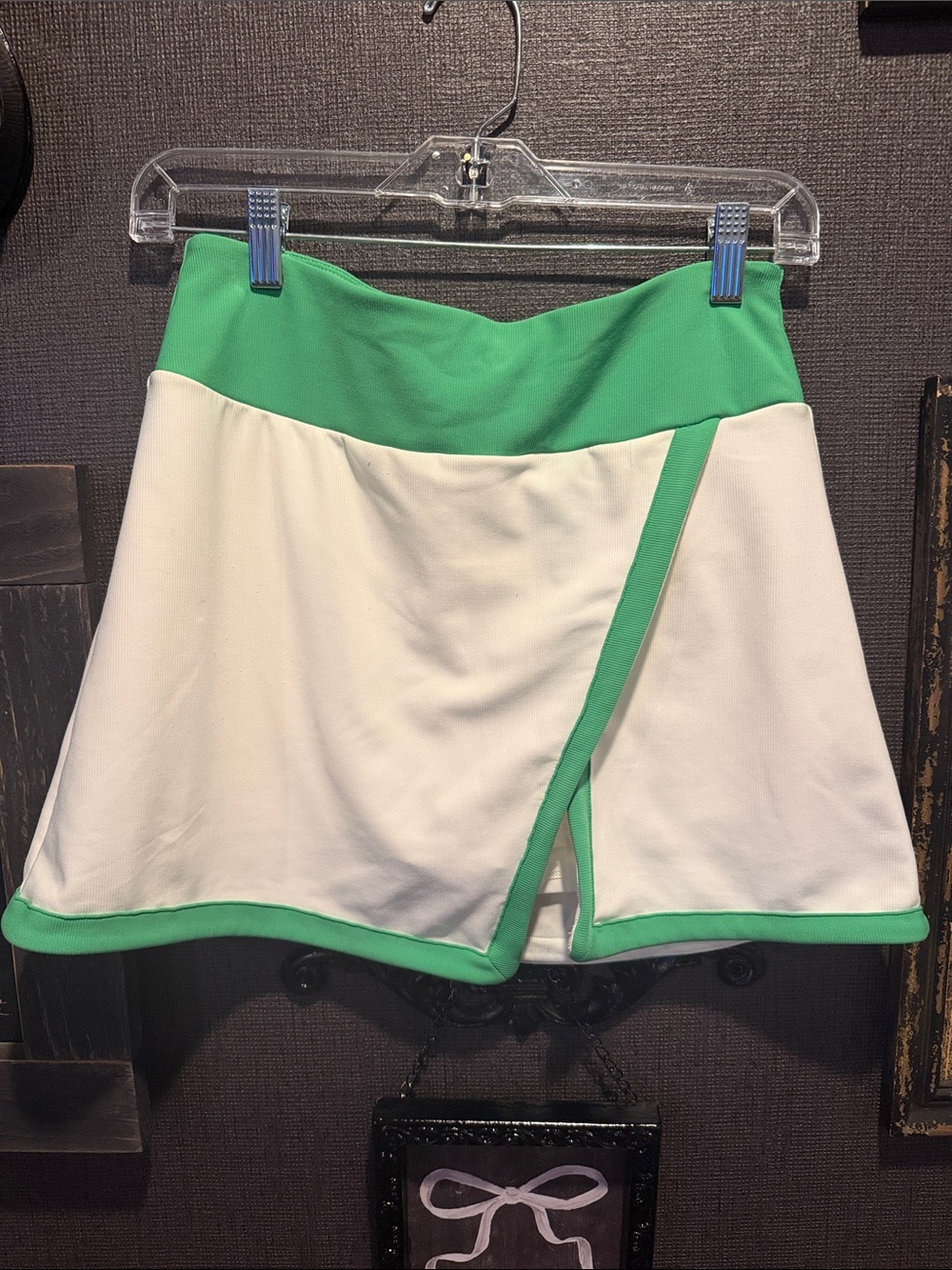 Kyodan White Skort with Green Trim and Waistband